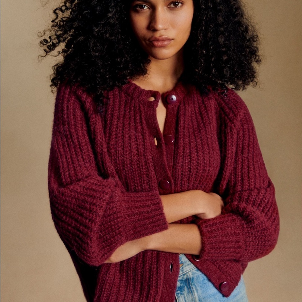 NWOT Sezane Deep Burgundy Cardigan
